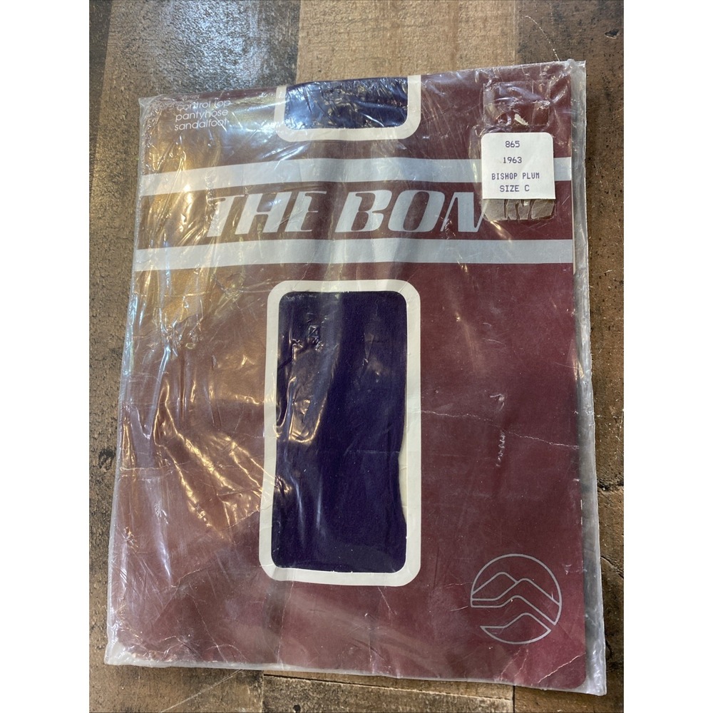 The Bon Pantyhose Size C Plum Purple‎ Silken Sandalfoot Control Top Vintage